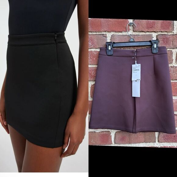 New Good American Women's High Rise Scuba Stretch Skirt Dark Choco Size 2 - Picture 1 of 5